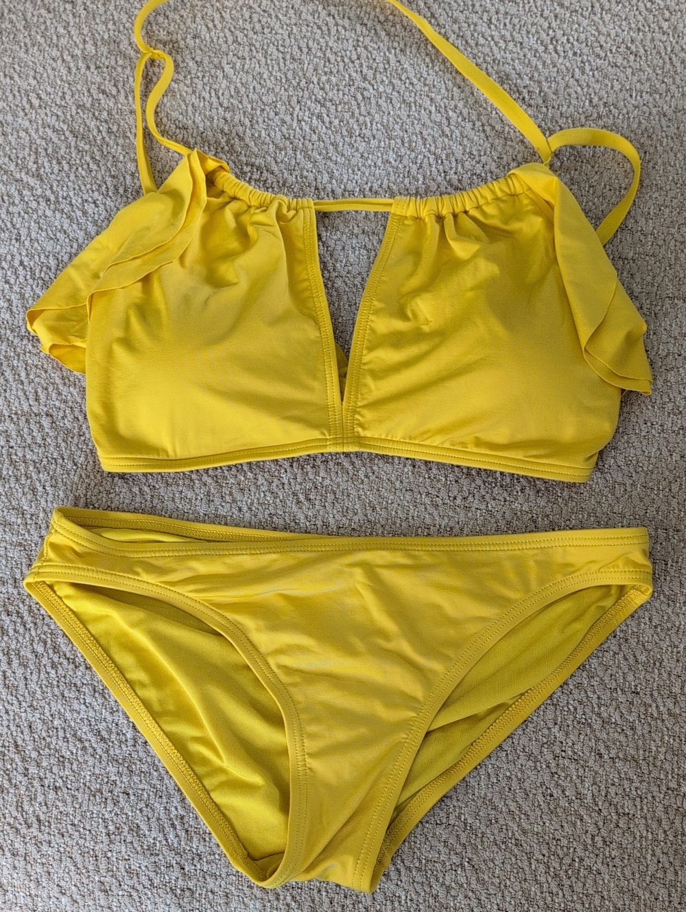 Carmen Marc Valvo Yellow Ruffle Swim Set